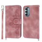 For Motorola Moto G Stylus 5G 2022 Skin-feel Flowers Embossed Wallet Leather Phone Case(Pink) - 1