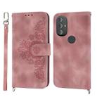 For Motorola Moto G Power 2022 Skin-feel Flowers Embossed Wallet Leather Phone Case(Pink) - 1