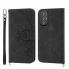 For Motorola Moto G Power 2022 Skin-feel Flowers Embossed Wallet Leather Phone Case(Black) - 1