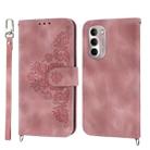 For Motorola Moto G Stylus 2022 Skin-feel Flowers Embossed Wallet Leather Phone Case(Pink) - 1