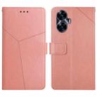 For Realme C55 HT01 Y-shaped Pattern Flip Leather Phone Case(Pink) - 1