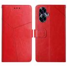 For Realme C55 HT01 Y-shaped Pattern Flip Leather Phone Case(Red) - 1