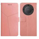 For Honor X9a 5G / Magic5 Lite HT01 Y-shaped Pattern Flip Leather Phone Case(Pink) - 1