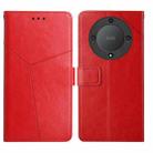 For Honor X9a 5G / Magic5 Lite HT01 Y-shaped Pattern Flip Leather Phone Case(Red) - 1