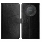 For Honor X9a 5G / Magic5 Lite HT01 Y-shaped Pattern Flip Leather Phone Case(Black) - 1