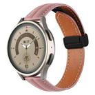 22mm Folding Buckle Grooved Genuine Leather Watch Band, Black Buckle(Dark Pink) - 1