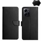 For Xiaomi Redmi Note 12 4G Global Genuine Leather Fingerprint-proof Flip Phone Case(Black) - 1