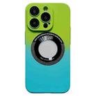 For iPhone 14 Pro Max Gradient Skin Feel MagSafe Magnetic Phone Case(Green + Sky Blue) - 1