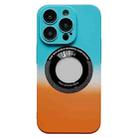 For iPhone 14 Plus Gradient Skin Feel MagSafe Magnetic Phone Case(Sky Blue + Orange) - 1