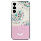 For Samsung Galaxy S23 5G Bronzing Butterfly Flower TPU Phone Case(Peacock Flower) - 1