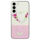 For Samsung Galaxy S23+ 5G Bronzing Butterfly Flower TPU Phone Case(Rose Heart) - 1