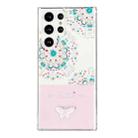 For Samsung Galaxy S23 Ultra 5G Bronzing Butterfly Flower TPU Phone Case(Peacock Flower) - 1