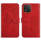 For Honor X5 4G HT03 Skin Feel Butterfly Embossed Flip Leather Phone Case(Red) - 1