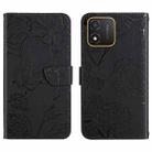 For Honor X5 4G HT03 Skin Feel Butterfly Embossed Flip Leather Phone Case(Black) - 1