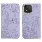 For Honor X5 4G HT03 Skin Feel Butterfly Embossed Flip Leather Phone Case(Purple) - 1