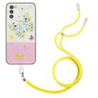 For Samsung Galaxy A34 5G Bronzing Butterfly Flower TPU Phone Case with Lanyard(Colorful Butterfly) - 1
