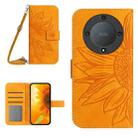 For Honor X9a 5G / Magic5 Lite Skin Feel Sun Flower Embossed Flip Leather Phone Case with Lanyard(Yellow) - 1