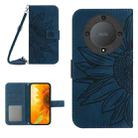 For Honor X9a 5G / Magic5 Lite Skin Feel Sun Flower Embossed Flip Leather Phone Case with Lanyard(Inky Blue) - 1