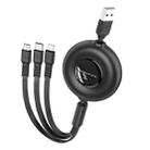 Borofone BX74 Type-C / USB-C+8 Pin+Micro USB Quick Pull Storage 3 in 1 Charging Cable, Length:1m(Black) - 1