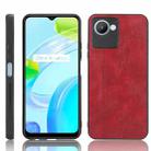 For Realme C30s/C30 4G Sewing Cow Pattern Skin PC + PU + TPU Phone Case(Red) - 1