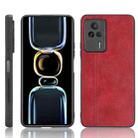 For Xiaomi Redmi K60E 5G Sewing Cow Pattern Skin PC + PU + TPU Phone Case(Red) - 1