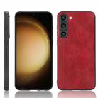 For Samsung Galaxy S23+ 5G Sewing Cow Pattern Skin PC + PU + TPU Phone Case(Red) - 1