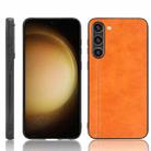 For Samsung Galaxy S23+ 5G Sewing Cow Pattern Skin PC + PU + TPU Phone Case(Orange) - 1
