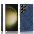 For Samsung Galaxy S23 Ultra 5G Sewing Cow Pattern Skin PC + PU + TPU Phone Case(Blue) - 1