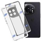 For OnePlus 11 Full Cover Magnetic Metal Tempered Glass Phone Case(Silver) - 1