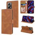 For Xiaomi Redmi Note 12 / Poco X5 Fantasy Skin-feel Calfskin Texture Leather Phone Case(Brown) - 1