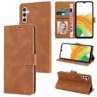 For Samsung Galaxy A24 4G Fantasy Skin-feel Calfskin Texture Leather Phone Case(Brown) - 1