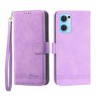 For OPPO Reno7 5G Dierfeng Dream Line Leather Phone Case(Purple) - 1