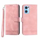 For OPPO Reno7 5G Dierfeng Dream Line Leather Phone Case(Pink) - 1