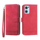 For OPPO Reno7 5G Dierfeng Dream Line Leather Phone Case(Red) - 1