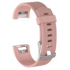 For Fitbit Charge 2 Common Texture Silicone  Watch Band with Buckle, Size:S(Light Pink) - 1