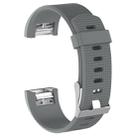 For Fitbit Charge 2 Common Texture Silicone  Watch Band with Buckle, Size:L(Grey) - 1