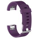 For Fitbit Charge 2 Common Texture Silicone  Watch Band with Buckle, Size:L(Purple) - 1