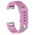 For Fitbit Charge 2 Common Texture Silicone  Watch Band with Buckle, Size:L(Pink) - 1