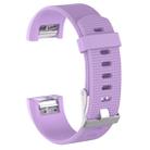 For Fitbit Charge 2 Common Texture Silicone  Watch Band with Buckle, Size:L(Light Purple) - 1