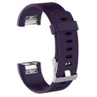 For Fitbit Charge 2 Common Texture Silicone  Watch Band with Buckle, Size:L(Dark Purple) - 1