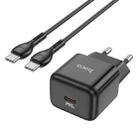 hoco N32 PD 30W Single Port USB-C/Type-C Charger with USB-C/Type-C to USB-C/Type-C Cable Set, EU Plug(Black) - 1