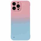 For iPhone 14 Pro Max Frameless Skin Feel Gradient Phone Case(Pink + Light Blue) - 1