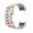 For Fitbit Charge 2 Two-tone Round Hole Silicone  Watch Band with Buckle(Pink + Green) - 1