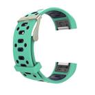 For Fitbit Charge 2 Two-tone Round Hole Silicone  Watch Band with Buckle(Green + Blue) - 1