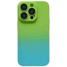 For iPhone 14 Pro Max Skin Feel Gradient Phone Case(Green + Blue) - 1