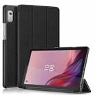 For Lenovo Tab M9 TB-310FU 3-folding Leather Smart Tablet Case(Black) - 1