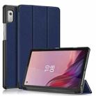 For Lenovo Tab M9 TB-310FU 3-folding Leather Smart Tablet Case(Dark Blue) - 1