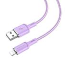 Borofone BX90 USB to 8 Pin Cyber 2.4A Charging Data Cable, Length:1m(Purple) - 1