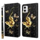 For Motorola Moto G73 3D Painted Leather Phone Case(Golden Swallow Butterfly) - 1