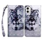 For Motorola Moto G73 3D Painted Leather Phone Case(Husky) - 1